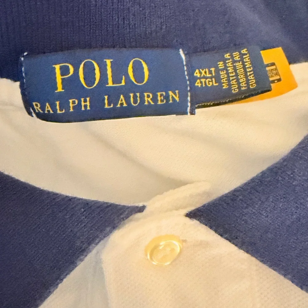 Polo Ralph Lauren Polo Men 4XLT White Colorblock Cotton Preppy Sporty Big & Tall
